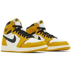 Air Jordan 1 Retro High OG GS Yellow Ochre Black Sail Kids Sneakers Size 7Y